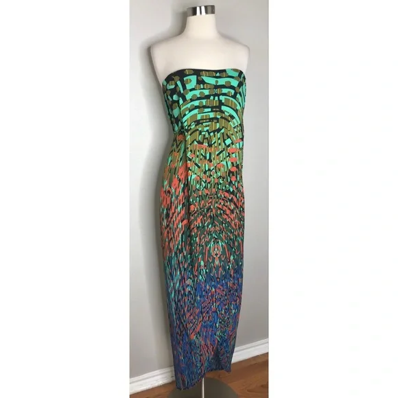 BCBGMAXAZRIA Women’s Jesse Printed Maxi Dress Size 0 Wedding Gown Formal - Picture 2 of 7